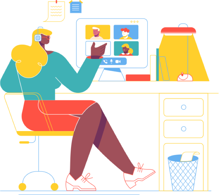 Cartoon of a workspace