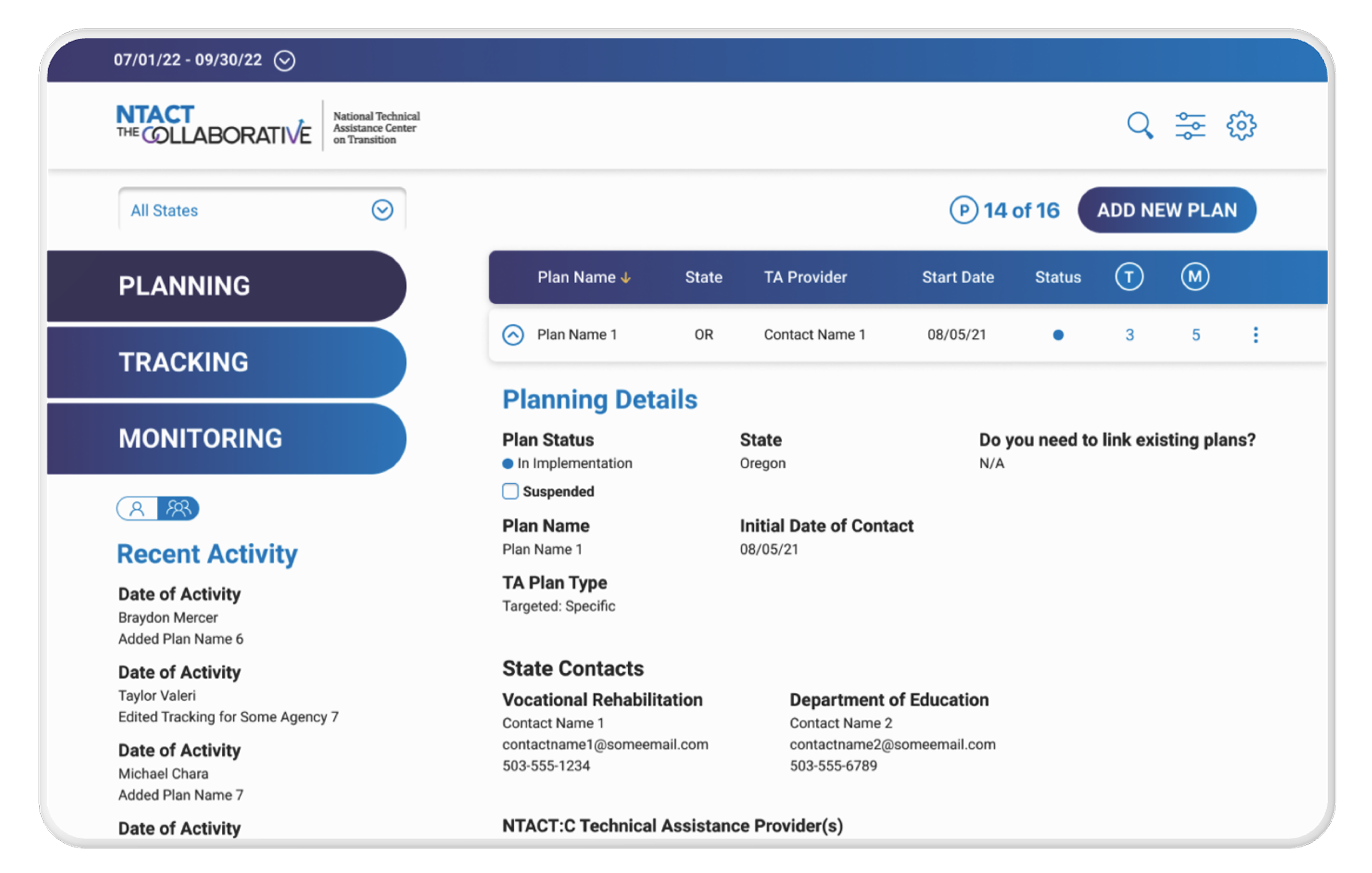 Tablet showing a plan list with one plan expanded to reveal its details