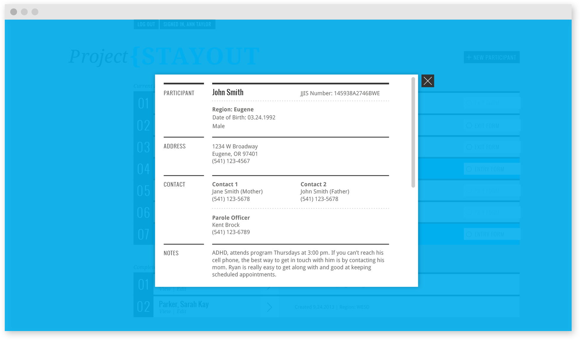 Project STAYOUT Detailed