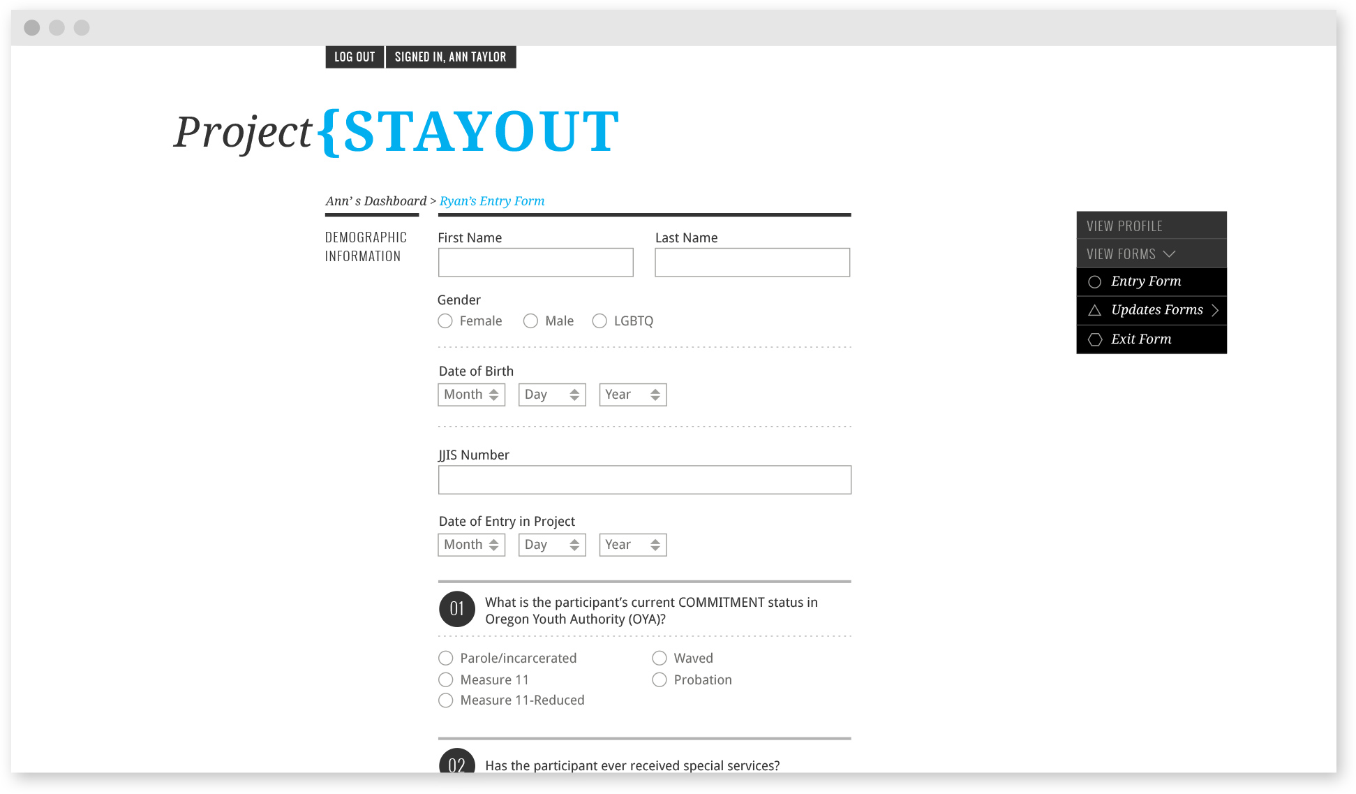 Project STAYOUT Form