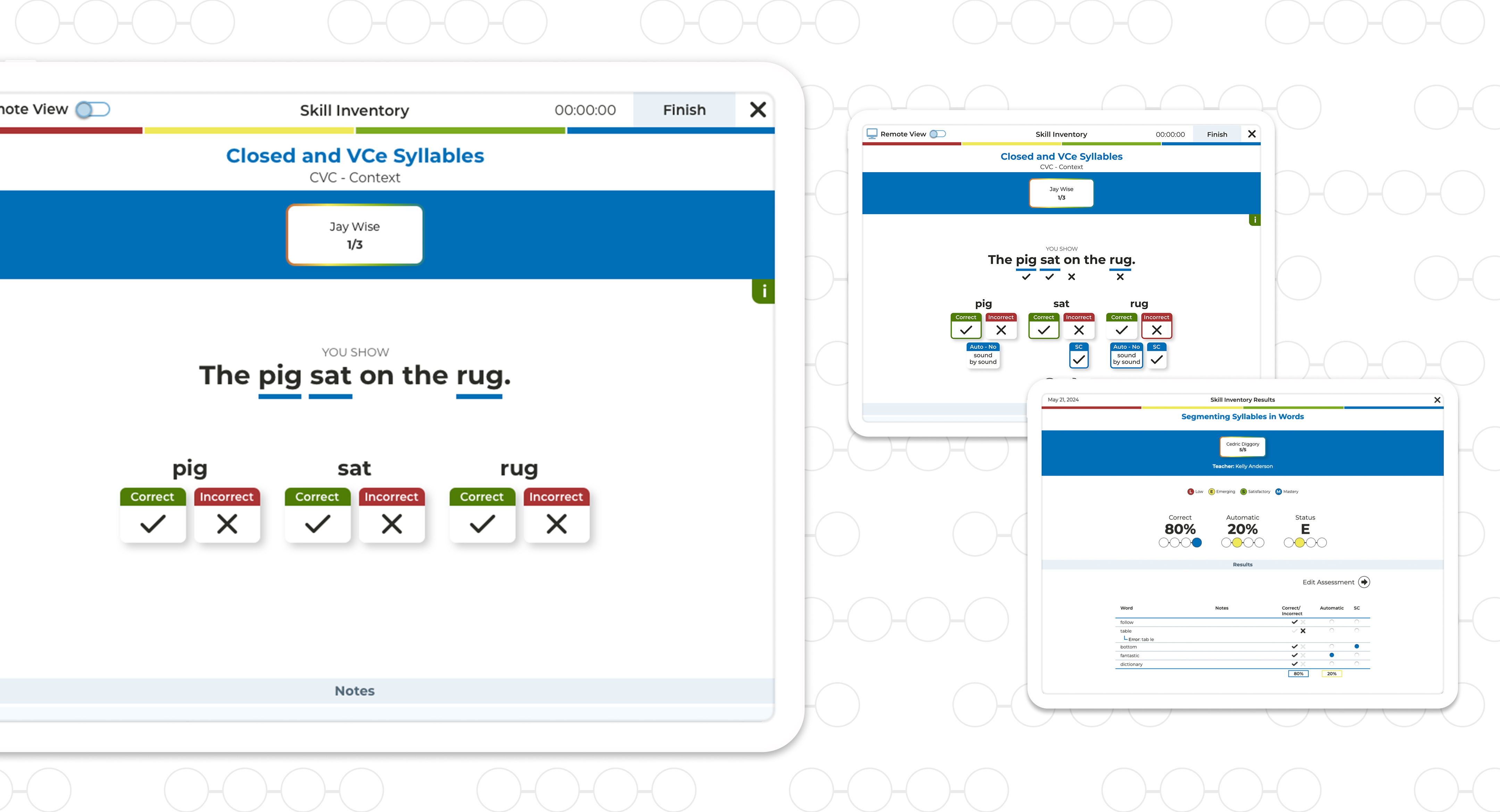 3 tablets displaying different views of Skill Inventory